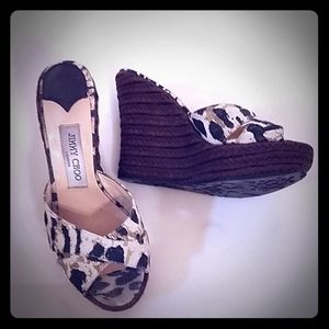 Jimmy Choo Cheetah Print Wedges Size 37